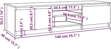 Тумба під телевізор vidaXL, сіра, ДСП, 140x40x35,5 см, сучасна ТВ-тумба, меблі для вітальні, низька тумба, шафа для телевізора, колір Sonoma