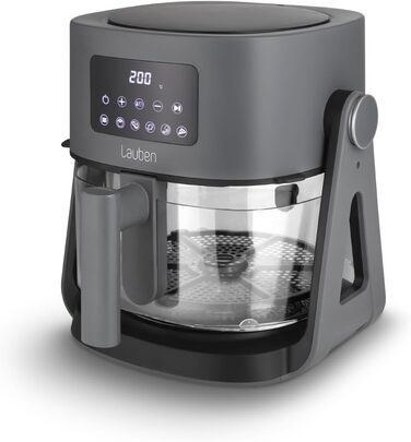 Аерофритюрниця Lauben Glass&Grill 3в1 5500BG, 5,5 л, скляний кошик, 6 програм, гриль і сковорода