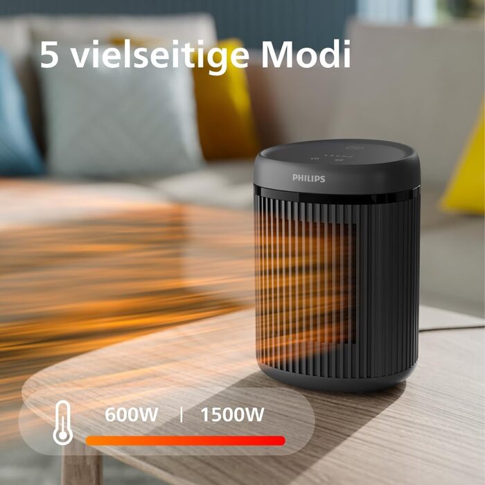 Керамічний тепловентилятор-товпчик Philips Smart 5000 серії, 2000 Вт, чорний