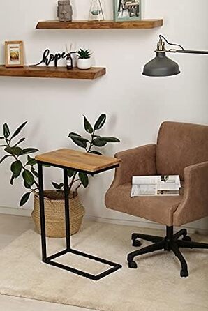 Стіл BestLoft San Jose для ноутбука, софи та ліжка, чорний каркас, дика дерев'яна стільниця