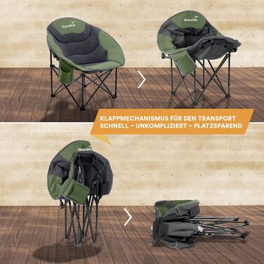 Кемпінгове крісло Skandika Sirkka Moonchair, м'яке, складане, з підстаканником, холодильним відділенням, ручкою для перенесення та сумкою, протиковзкі ніжки, до 150 кг, сіре