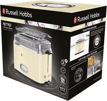 Тостер Russell Hobbs Retro Creme з лічильником часу + Чайник Colours+ Creme 1.7л, 2400Вт - Набір для кухні