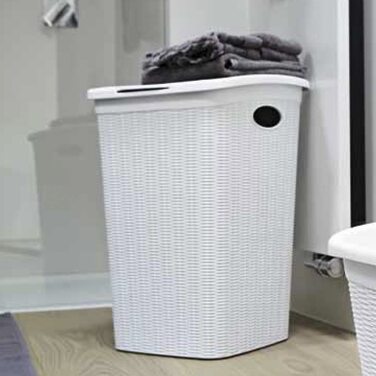 Кошик для білизни Stefanplast з кришкою, 50 л, білий, 54,5x38x37 см