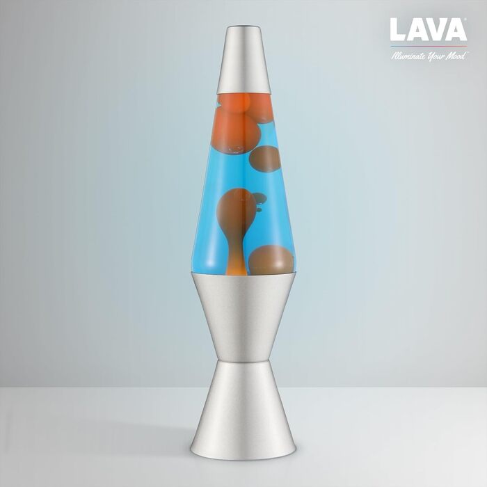 Лавова лампа LAVA® 2125 (14.5 дюймів) — жовтий віск, фіолетова рідина, срібляста основа та кришка, оригінальна декоративна лампа руху