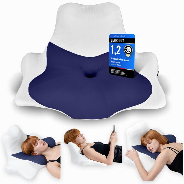 Ортопедична подушка CloudCore Pro з ефектом пам'яті (Memory Foam) для всіх типів сну, синя