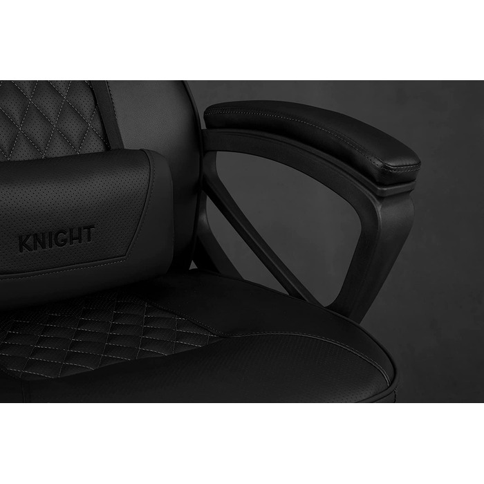 Ігрове крісло SENSE7 Knight, ергономічне крісло для геймерів з регульованою поперековою подушкою, механізмом гойдання, м'якими підлокітниками, PU-шкіра, до 120 кг, чорне, офісне комп'ютерне крісло