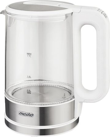 Електрочайник Mesko MS 1301w з регулюванням температури, 1,7 л, LED-підсвітка, 2200 Вт