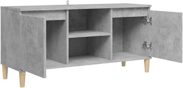 Тумба під телевізор vidaXL з масивними ніжками, бетонно-сіра, 103,5x35x50 см – низька тумба для вітальні, ТВ-меблі, комод для HiFi-апаратури