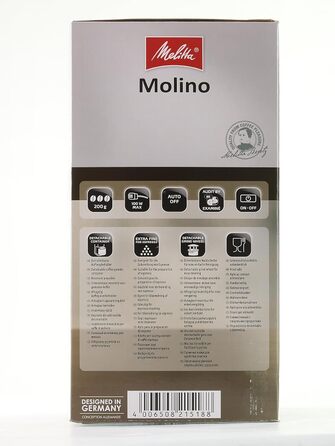 Електрична кавомолка Melitta Molino 1019-02, дисковий млин, чорна