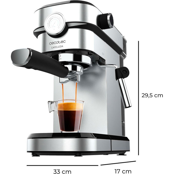 Кавомашина Cecotec Cafelizzia 790 Steel Pro: Еспресо та Капучино, 1350W, 20 Бар, Нержавіюча сталь