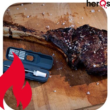 HerQs Pin Probe – бездротовий Bluetooth термометр для м'яса до 500°C, для гриля, духовки, сковороди, аерофритюрниці та Sous-Vide