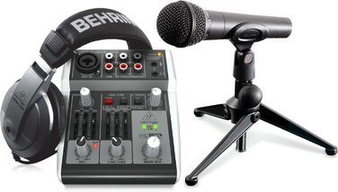 Behringer Audiophile 2x2 USB Аудіоінтерфейс 24-біт/192 кГц з мікрофонними преампами Midas (PODCASTUDIO 2 USB) для студії