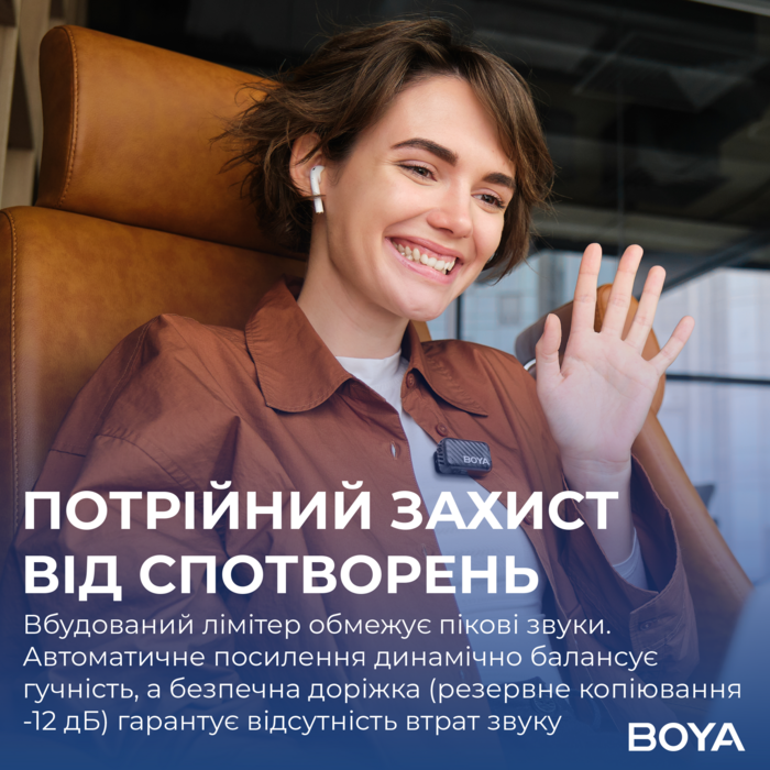 Бездротовий мікрофон BOYA MIC 2-02 Type-C/TRS Black
