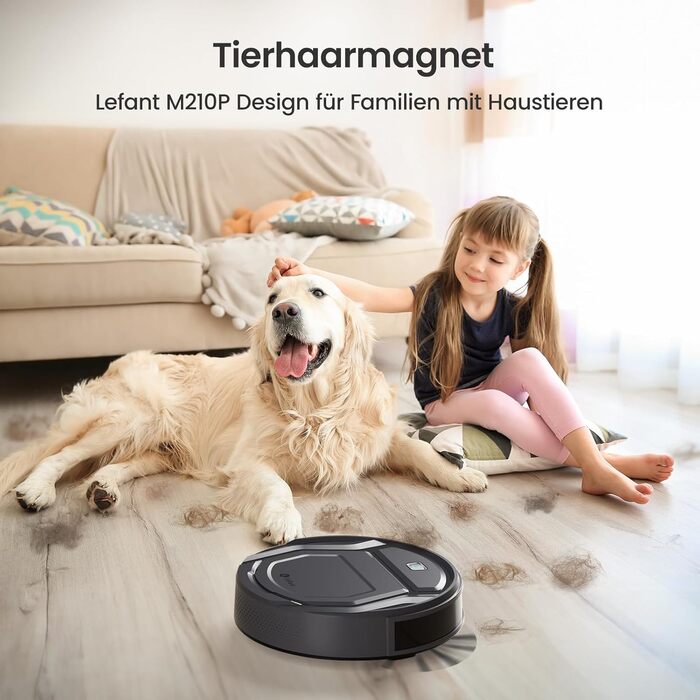 Робот-пилосос LEFANT M210P: 2200Pa, Wi-Fi, Bluetooth, 6 режимів, для твердих підлог та шерсті тварин