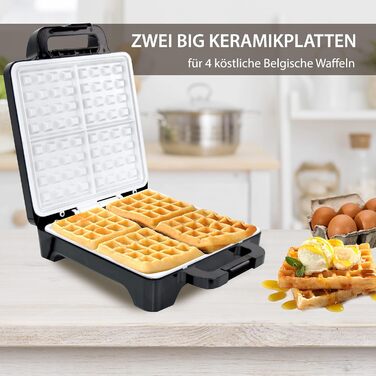 Вафельниця Syntrox Germany 1600 Вт з керамічним покриттям для 4 бельгійських вафель