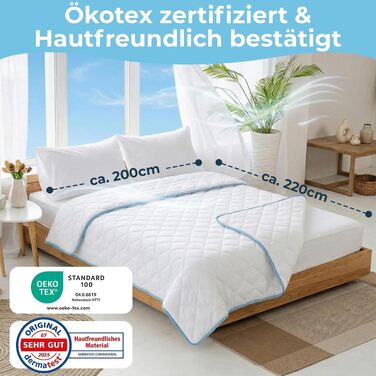 Всесезонна стібана ковдра esdecke (200x220 см), дихаюча, сертифікат Ökotex