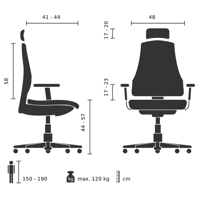 Офісне крісло / Крісло для керівника POFIT GEN2 сітчаста тканина чорного кольору hjh OFFICE