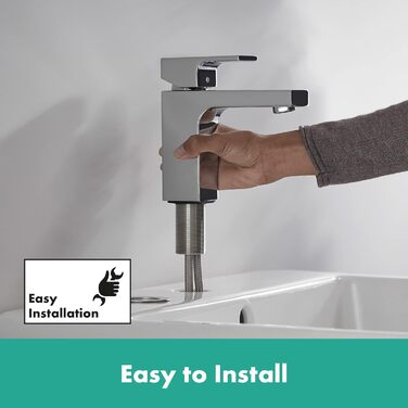 Змішувач для ванної кімнати Hansgrohe Vernis Shape, без зливу, з ізольованою водопровідною трубою, висота виливу 95 мм, водозберігаючий (EcoSmart), хром, 71569000