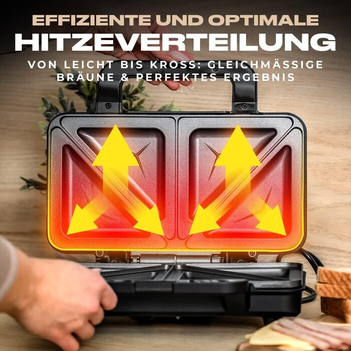 Електричний сендвічмейкер ProfiCook PC-ST 1092 для американських сендвічів XXL, антипригарне покриття, 900 Вт, сріблясто-чорний