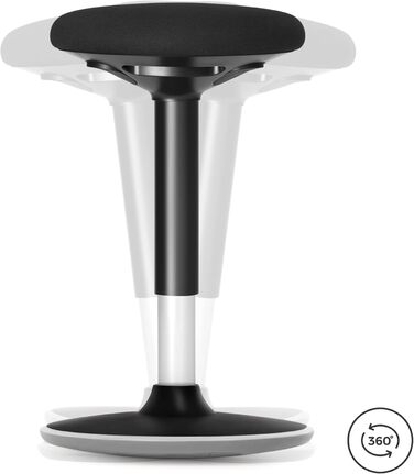 Ергономічний стілець-стілець SONGMICS, обертовий на 360°, регульована висота 56-81 см, для роботи, чорний, легке складання