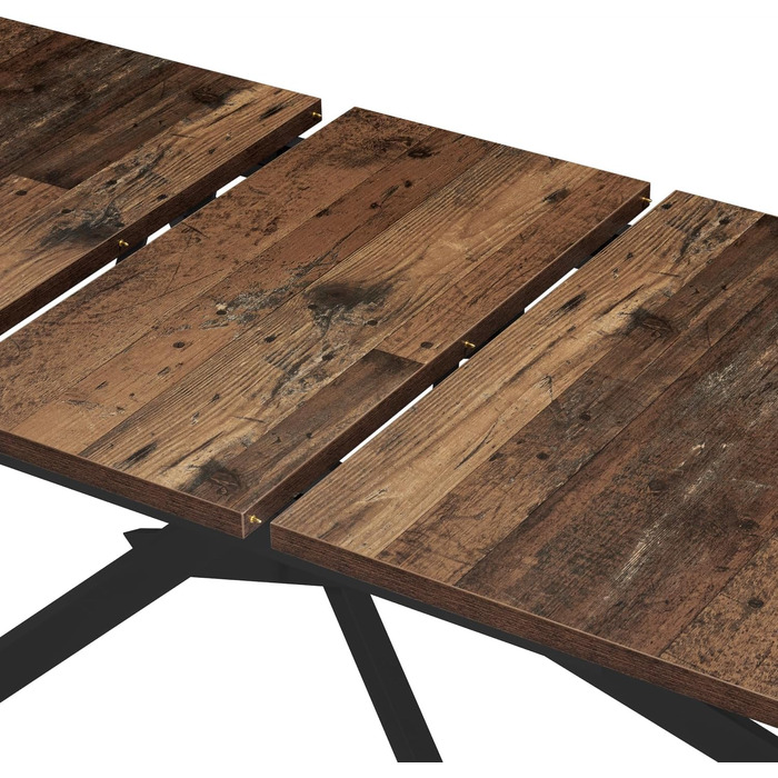 Розсувний обідній стіл LARS B&D Home, 120-160 x 80 см, на 4-6 осіб, з масиву дерева Texas-Eiche, чорний, для кухні/їдальні, індустріальний стиль