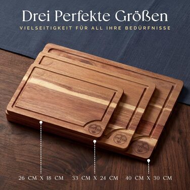 Набір дощок для нарізання Deer & Oak з акації, 3 шт., зі стійкою та олією 250 мл, сертифіковані FSC, для кухні