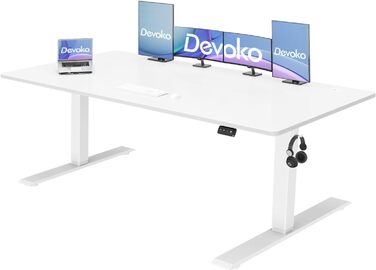 Електричний стіл Devoko для роботи сидячи-стоячи, регульований комп'ютерний офісний стіл з пам'яттю, 100x60 см, білий