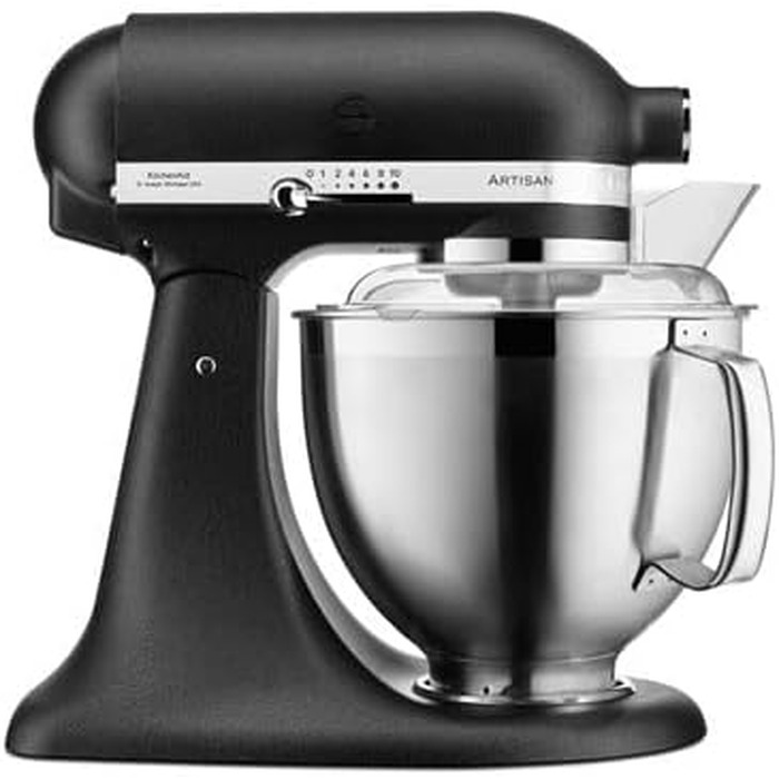 Кухонна машина KitchenAid Artisan: планетарний міксер з чашами 4.8 л та набором насадок із нержавіючої сталі, чорний чавун