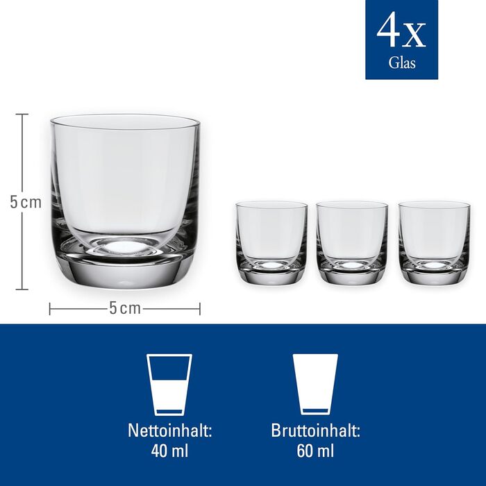 Набір склянок Villeroy & Boch La Divina для віскі, джину тоніку, 4 шт, 250 мл, склокришталь, придатні для миття в посудомийній машині