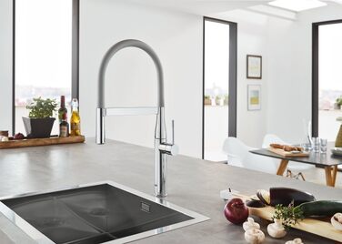 Змішувач кухонний GROHE Essence з висувним душем (графіт) 30294000