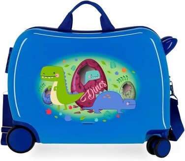 Дитяча валіза Movom Happy Time, динозаври, ABS, 34 л, 50×38×20 см, кодовий замок, багатобарвна, 4 колеса, ручна поклажа, сидіння