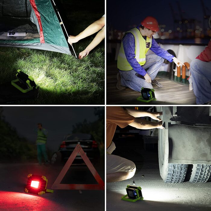 Lepro LED акумуляторний прожектор для кемпінгу, алюмінієвий, 20W, 2000 люмен, 5 режимів, павербанк 5200 мА·год, для роботи, надзвичайних ситуацій, кемпінгу