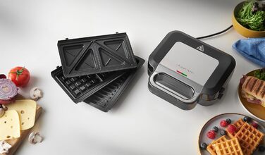 Мультифункціональний пристрій Russell Hobbs 3-в-1: сендвічниця, вафельниця, гриль Creations, антипригарне покриття, глибокі пластини, підходить для миття в посудомийці, BPA безпечний, модель 26810-56