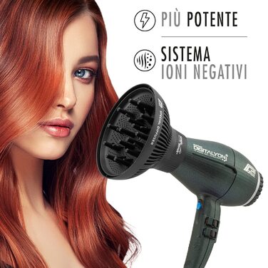 Професійний фен Parlux Digitalyon з дифузором MagicSense, цифровий, з іонізацією, легкий, потужний, виробництво Італія, сірий гліттер