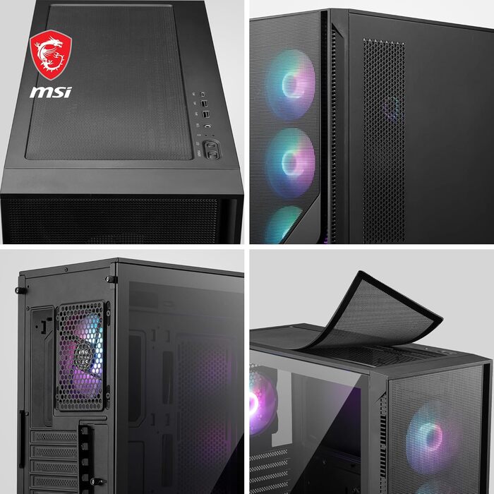 Корпус для ПК MSI MAG Forge 321R Airflow, Mid-Tower, підтримка ATX, сумісний з RTX 40, ARGB-вентилятори, магнітні пилові фільтри, загартоване скло, концентратор ARGB, USB 3.2 Gen 2x2 Type-C