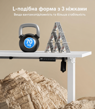 Офісний стіл OffiGo L-подібний, 160 x 120 см, регульована висота, електричний, кутовий, ергономічний, білий