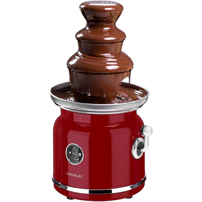 Шоколадний фонтан Cecotec Chocolicious, 90 Вт, ретро-дизайн, сталевий корпус, 3 каскади, знімні деталі, придатні для миття в посудомийній машині