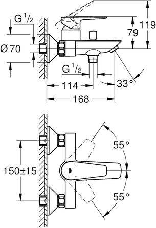 Змішувач для ванни Grohe StartEdge, хром, з інструментом, 24198001