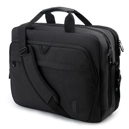 Сумка для ноутбука Bagsmart 17.3 дюймів, розширювана ділова сумка-месенджер для чоловіків та жінок, захисний чохол для бізнес-поїздок та офісу, чорна