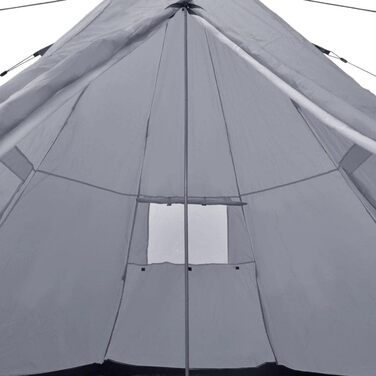 Намет vidaXL для 4 осіб, з кілочками та розтяжками, туристичний, сімейний, трекінговий, для пляжу, кемпінгу, UV-захист, сірий та оранжевий