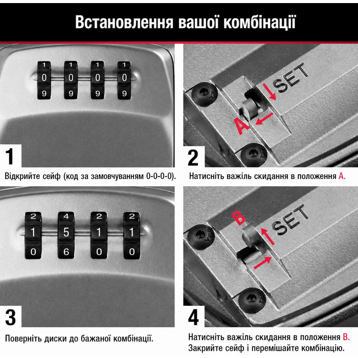 Сейф-контейнер для ключів Master Lock 5415D, посилений сталевий корпус (цинк), настінний