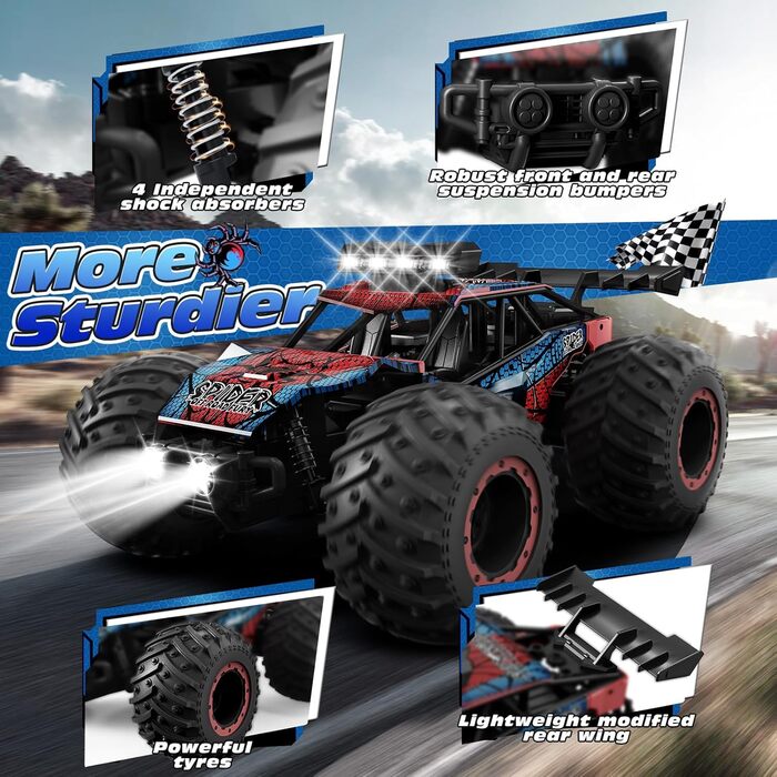 RC Truck Tecnock 1:20 Позашляховик на радіокеруванні з LED, 2 акумулятори, 10 км/год, 2.4 GHz, для хлопчиків та початківців