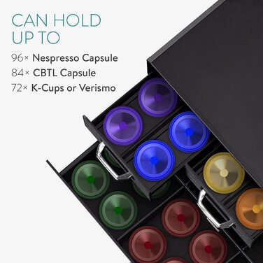 Тримач для капсул кави Navaris Nespresso для 96 капсул 34,3x12,8 см чорний