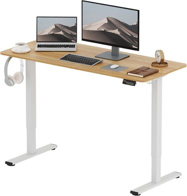 Електричний стіл SANODESK 110x60 см, регульований по висоті, ергономічний стоячо-сидячий комп'ютерний стіл з пам'яттю, колір клен