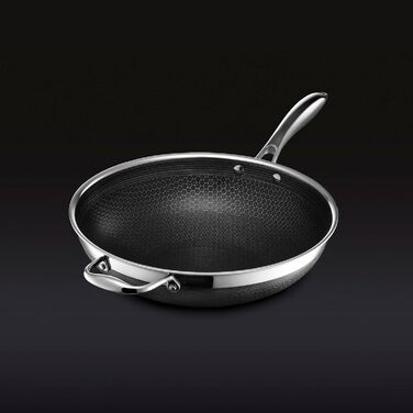 Wok HexClad 30 см з антипригарним покриттям, індукційний, підходить для всіх плит, можна мити в посудомийній машині та використовувати в духовці, ручка що не нагрівається