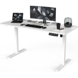 Електричний регульований стіл Flamaker 140×60 см із USB, чорний, на колесах