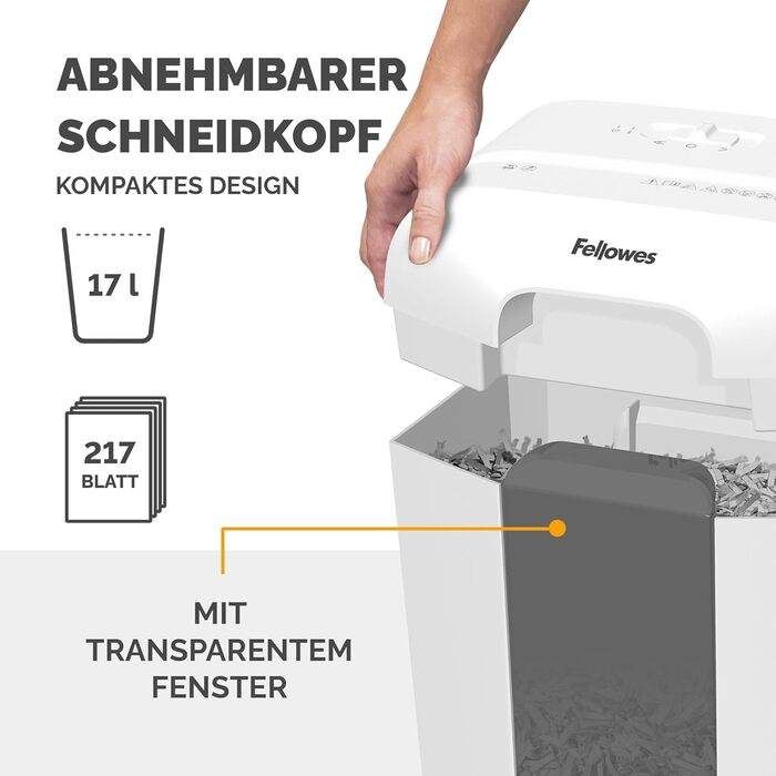 Fellowes LX50 - Шредер для паперу, 9 листів, Cross Cut, 17л, білий