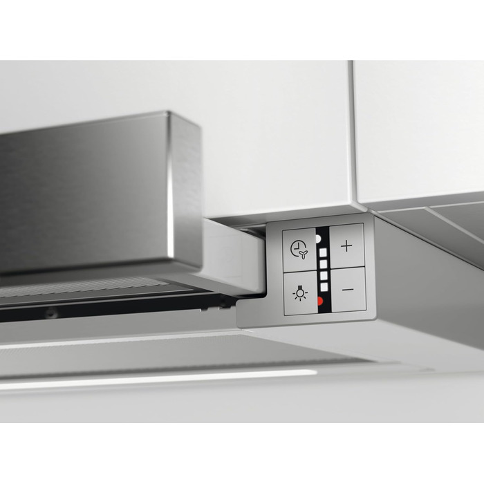 Витяжка для кухні AEG DPE5660B плоска, чорна, відведення або рециркуляція, продуктивність 600 м³/год, LED-підсвітка, клас енергоефективності A