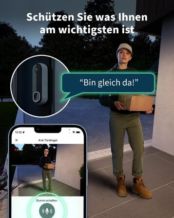 Відеодомофон Arlo 2K HD з камерою та дзвінком, бездротовий Wi-Fi, датчик руху, двосторонній аудіозв'язок, нічне бачення, сумісний з Alexa, сигналізація, тестовий період Secure Plan