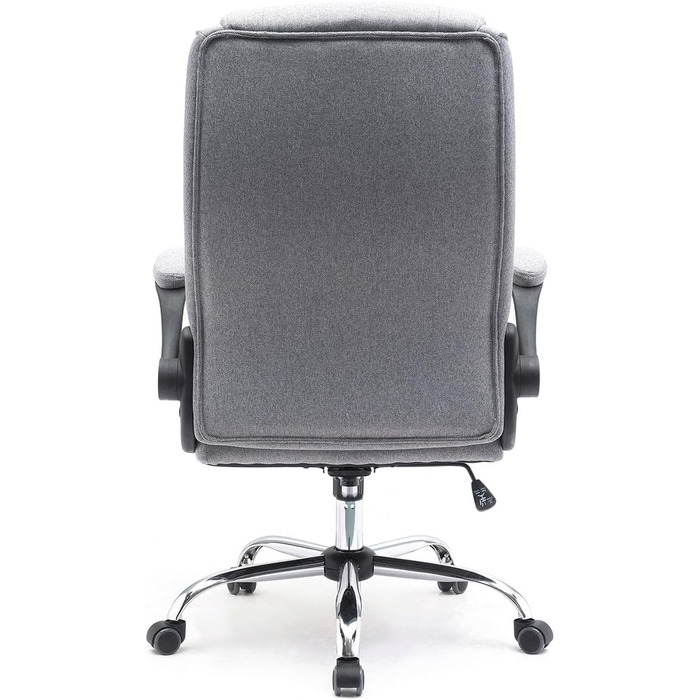 Ергономічне офісне крісло Superkancl COMFORTABLE, до 130 кг, сіре, з високою спинкою та відкидними підлокітниками